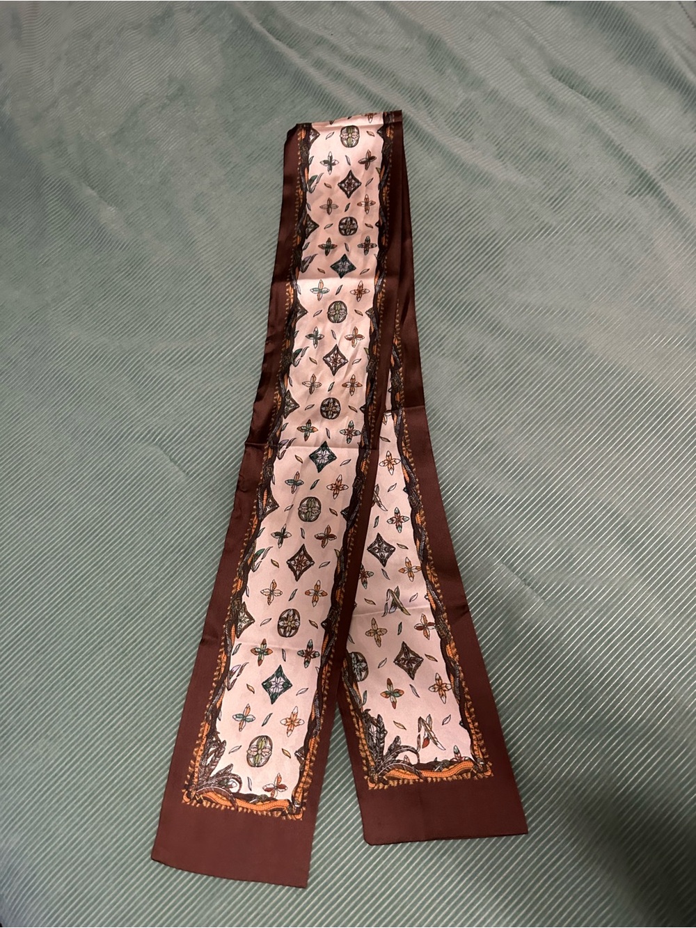 Silk Twilly Scarf in Brown